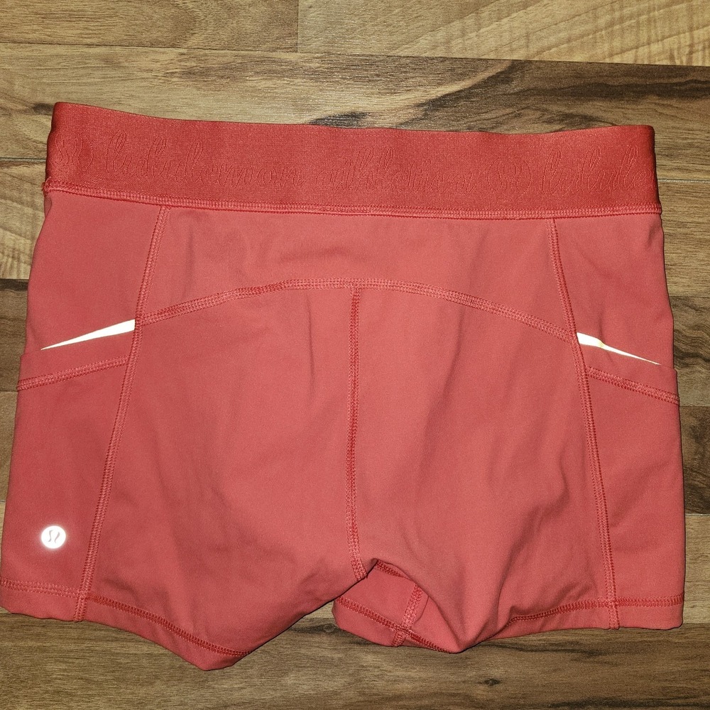 Lululemon Running Shorts Carnation Red Size 8 Reflective